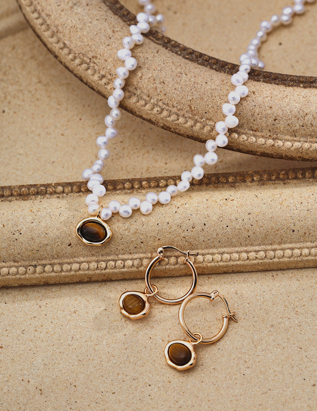 Natural Pearl & Tiger's Eye S925 Sterling Silver Necklace
