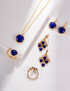 Lapis Lazuli earrings showing perfect proportions for a graceful statement in sterling silver.