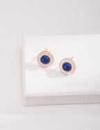 Lapis lazuli shell stud earrings in S925 sterling silver, featuring celestial depth and oceanic iridescence in elegant combination.