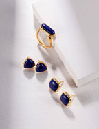Versatile Lapis Lazuli stud earrings styled with other jewelry pieces for a timeless look.