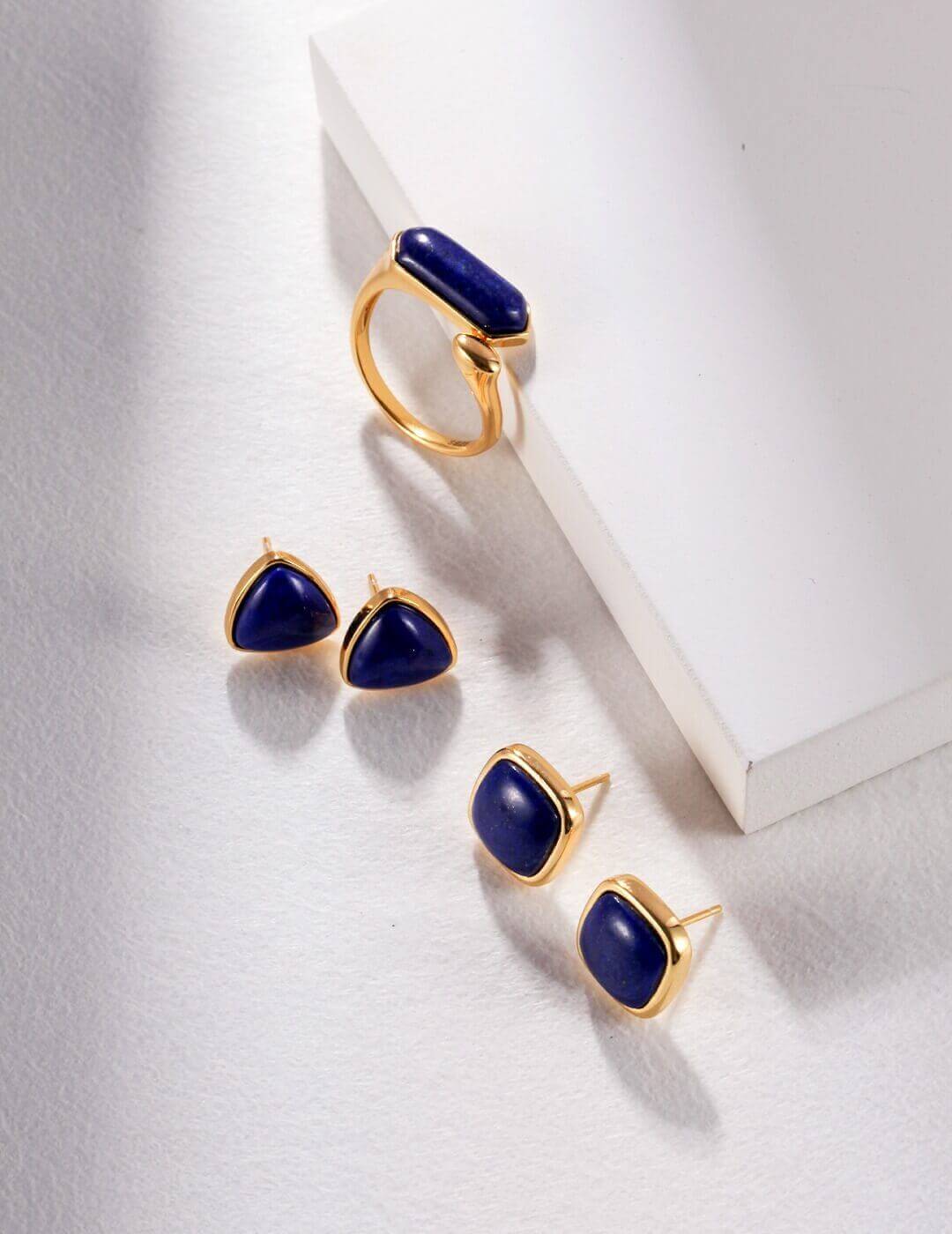 Versatile Lapis Lazuli stud earrings styled with other jewelry pieces for a timeless look.