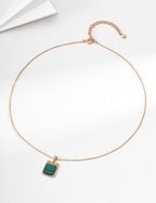 Malachite Pendant S925 Sterling Silver Necklace with pristine setting and green malachite blending in perfect harmony.