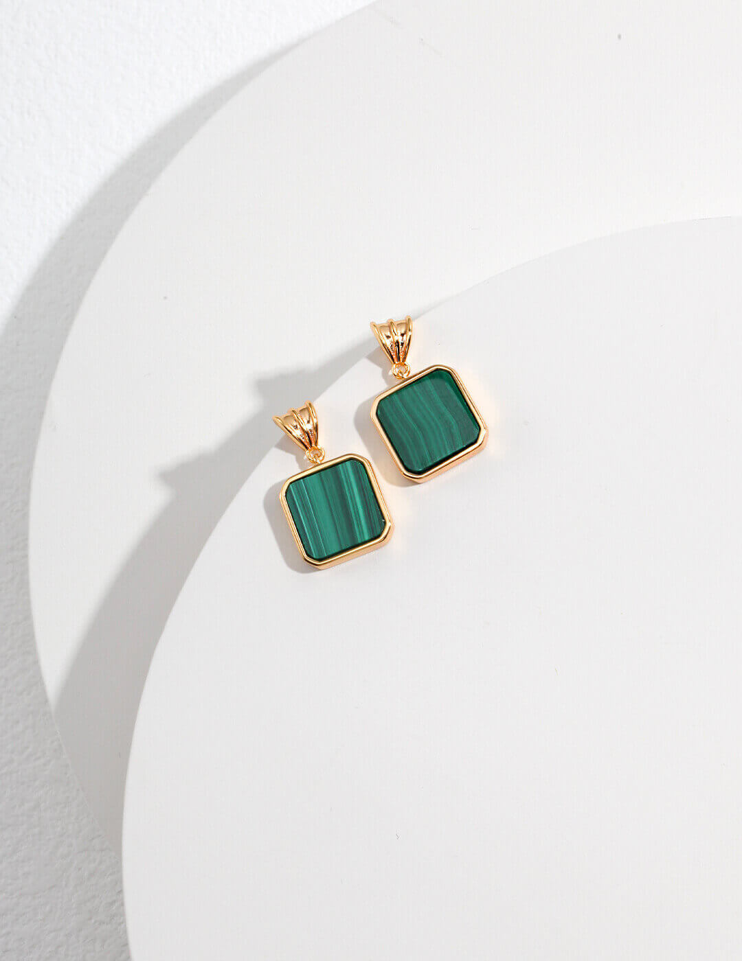 Minimalist Malachite S925 Silver Earrings