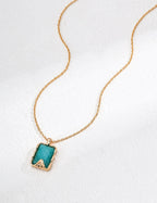 Front view of minimalist amazonite pendant necklace in vintage gold S925 silver
