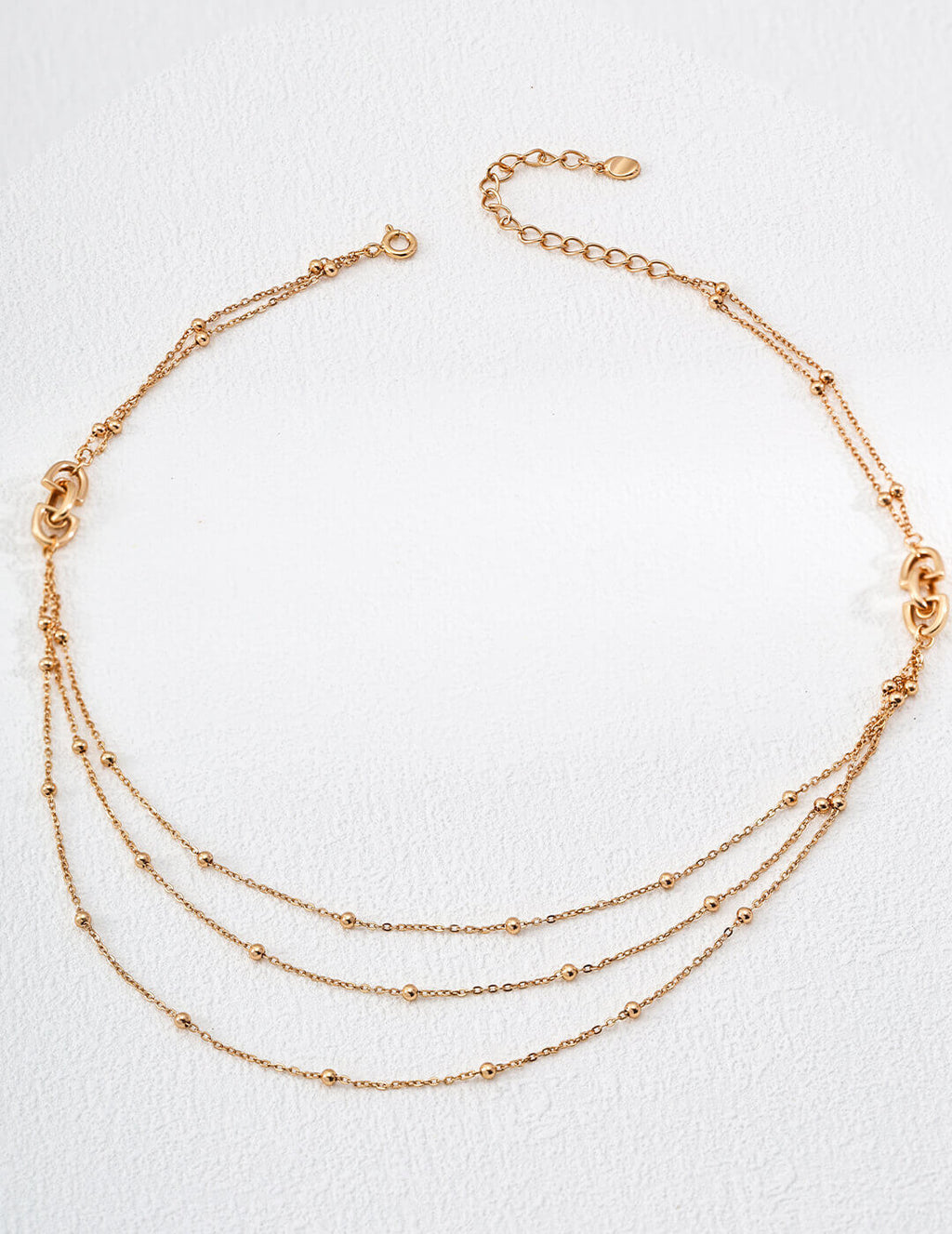 Minimalist 3-Layer 925 Sterling Silver Beaded Necklace