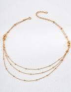 Minimalist 3-Layer 925 Sterling Silver Beaded Necklace