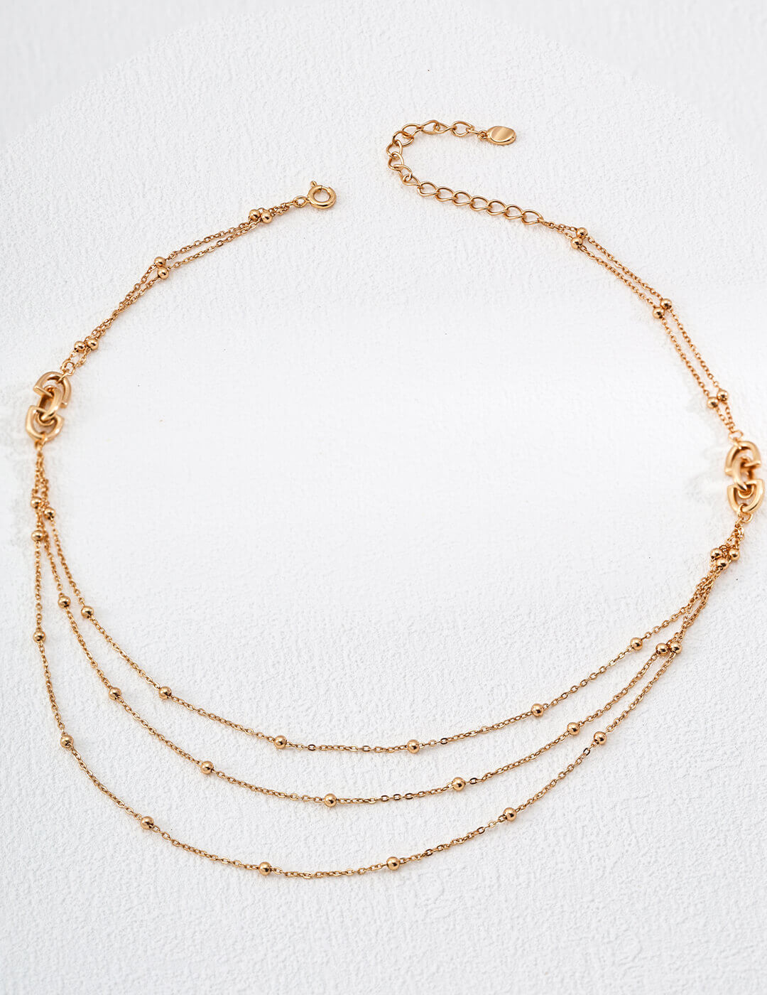 Minimalist 3-Layer 925 Sterling Silver Beaded Necklace