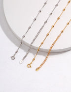 Minimalist 925 sterling silver beaded necklace front view