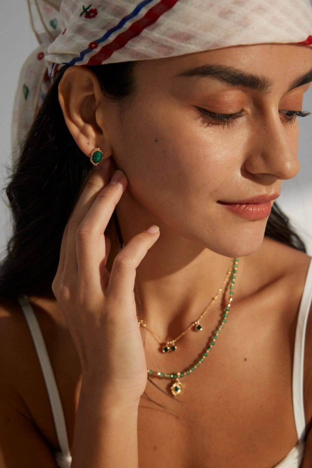 Macro photography highlighting the unique texture and depth of the malachite gemstone.
