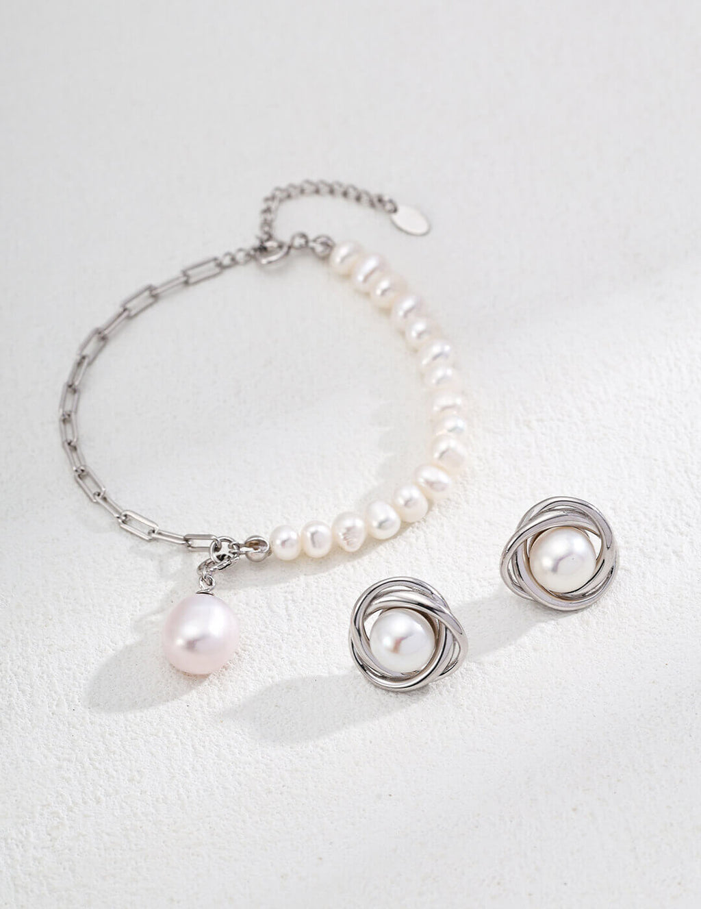 Natural Pearl Stud Earrings presented in a luxury gift box.