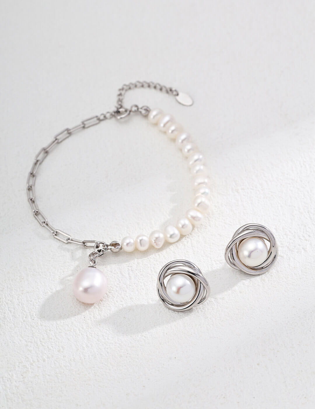 Natural Pearl Stud Earrings presented in a luxury gift box.