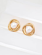 Back and secure post detail of the pearl stud earrings.