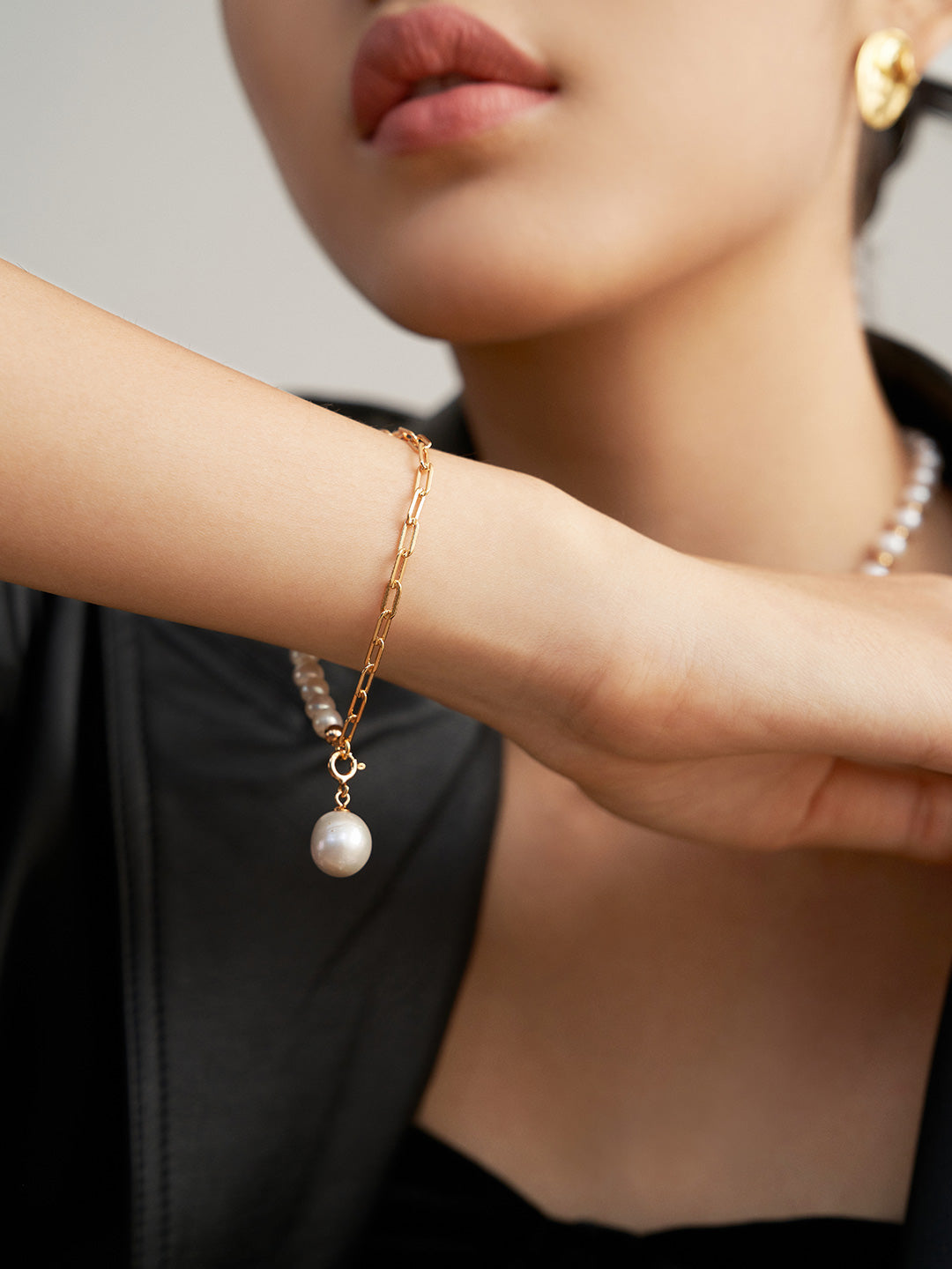 Minimalist Baroque Pearl S925 Sterling Silver Bracelet
