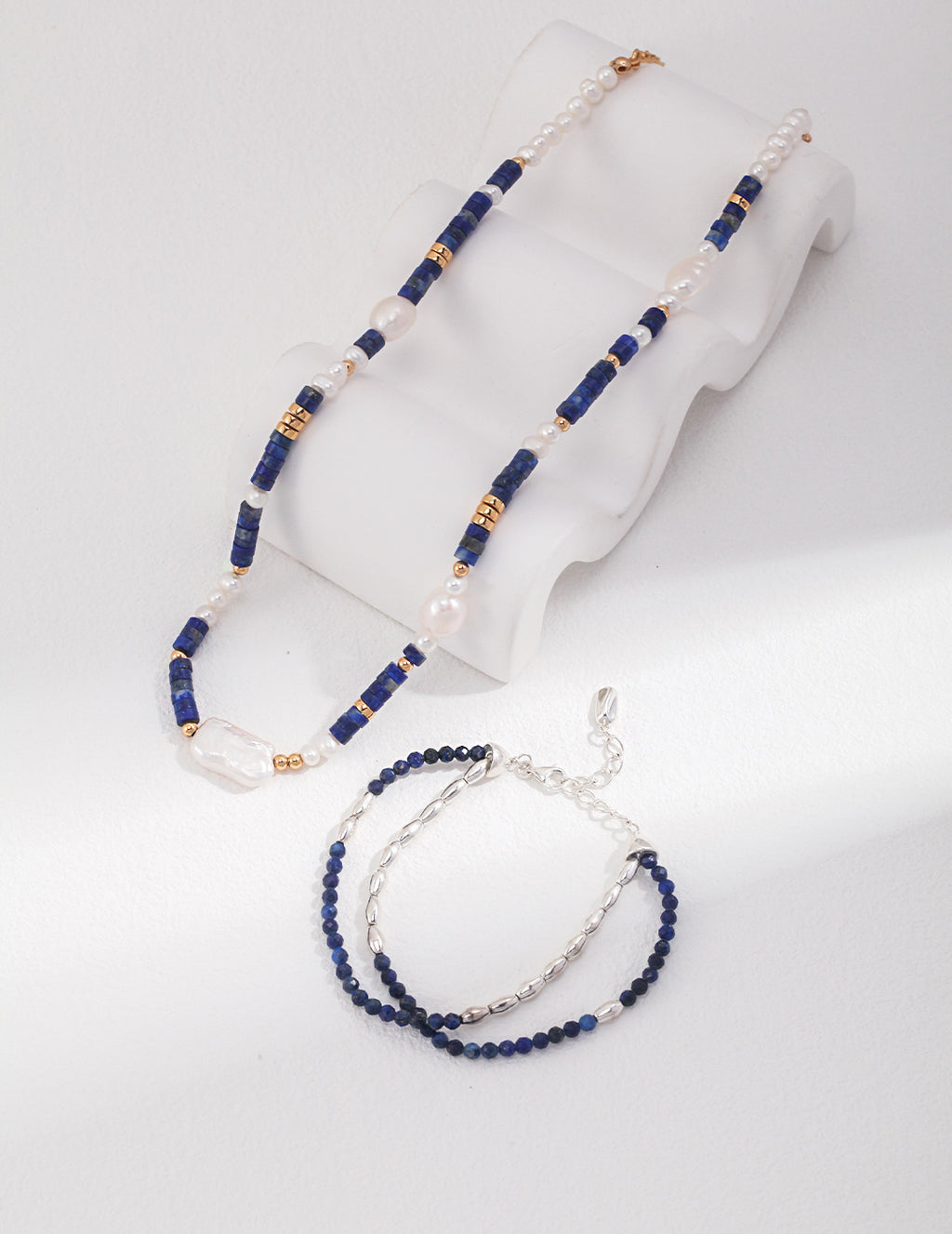 Natural Pearl & Lapis Lazuli Necklace