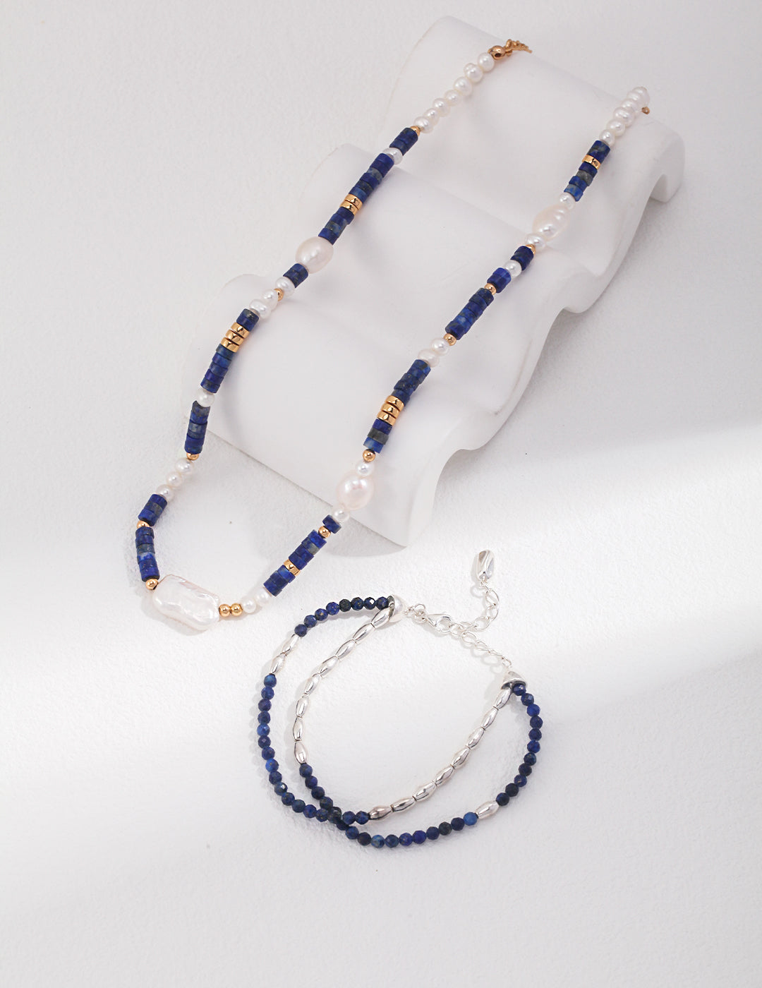 Natural Pearl & Lapis Lazuli Necklace