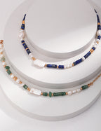 Natural Pearl & Lapis Lazuli Necklace