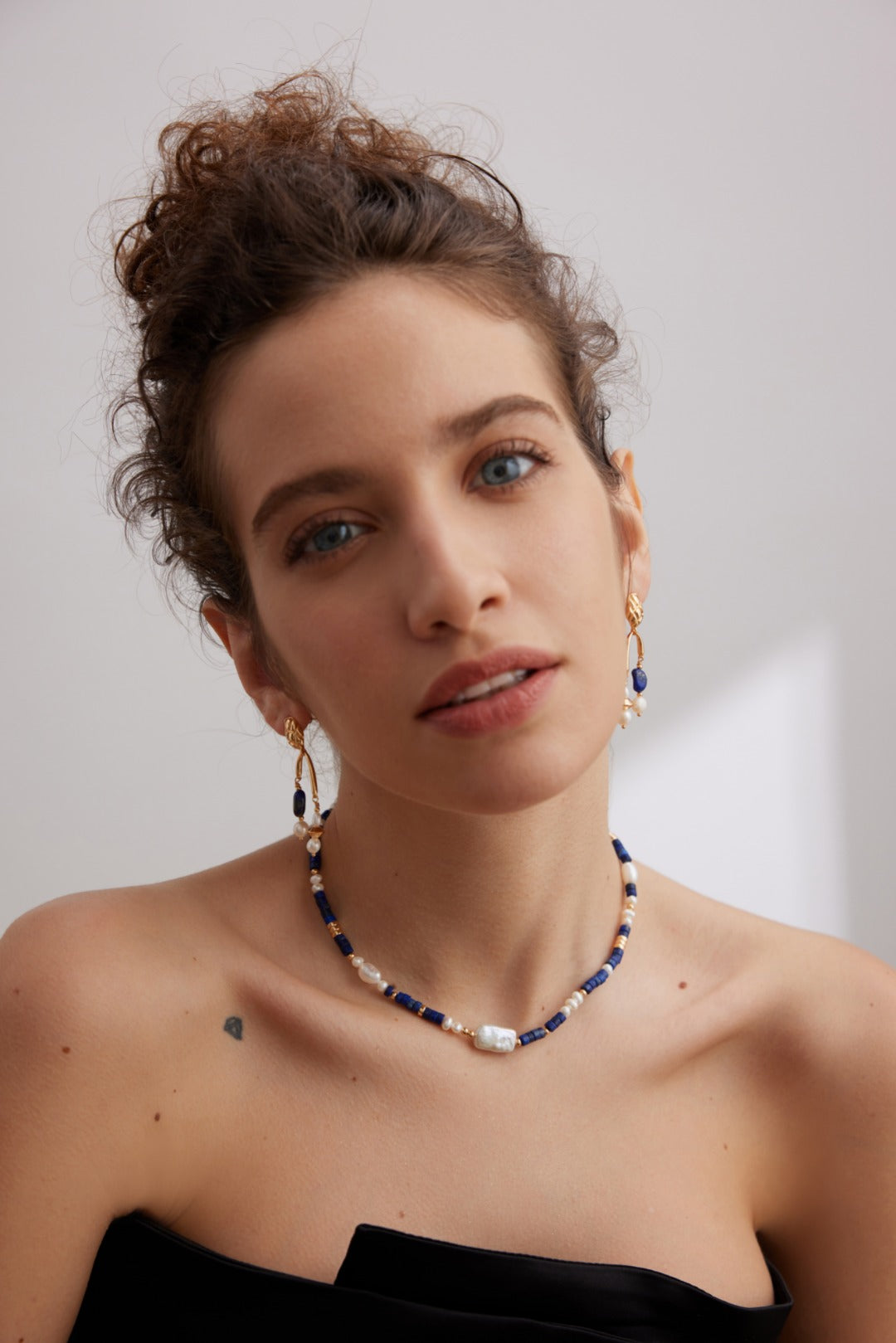 Natural Pearl & Lapis Lazuli Necklace