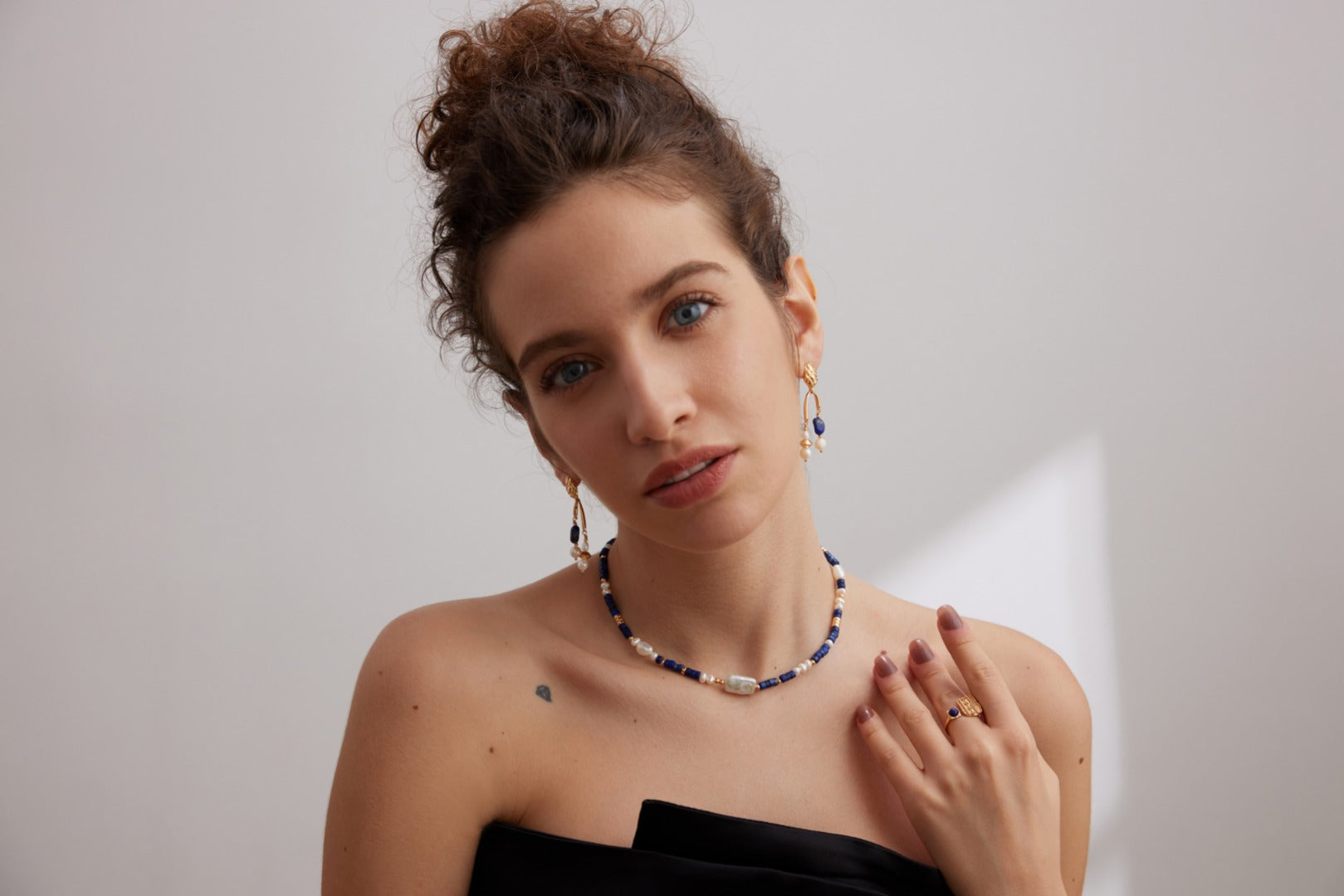 Natural Pearl & Lapis Lazuli Necklace