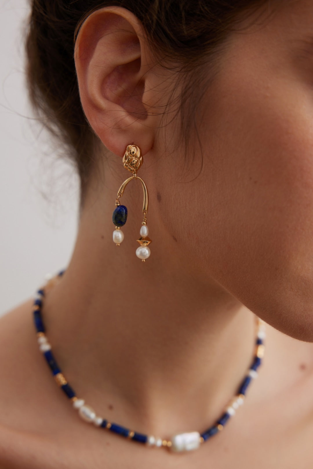 Natural Pearl & Lapis Lazuli Necklace