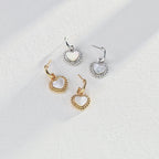 Pendientes de plata de ley 925 con nácar en forma de corazón