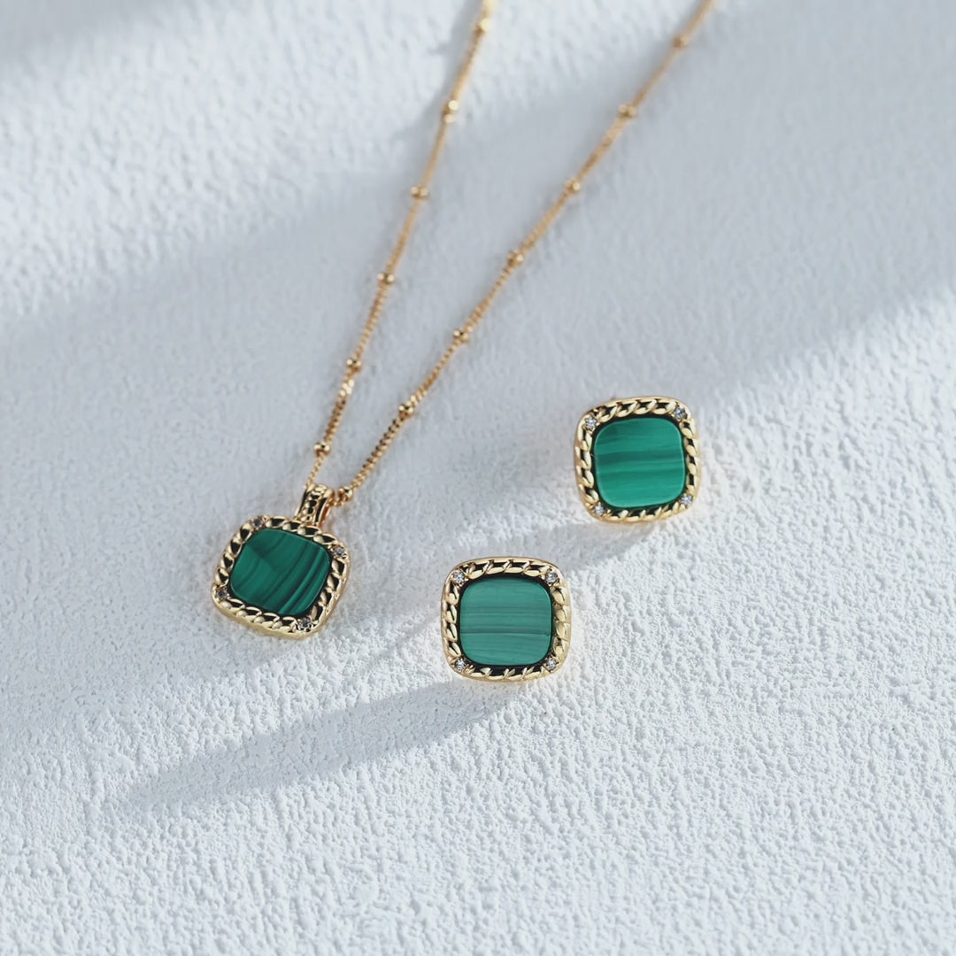 Collection of model shots showing earrings from different angles.