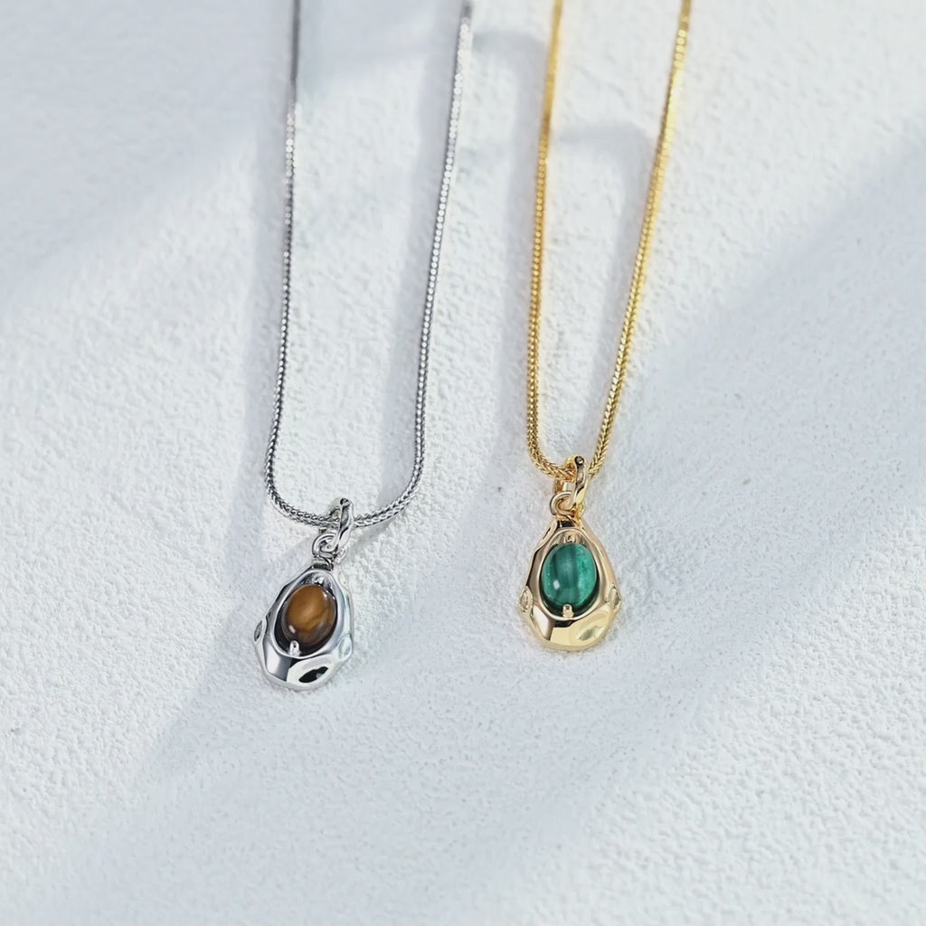 Lifestyle photo of woman wearing the necklace in everyday context.