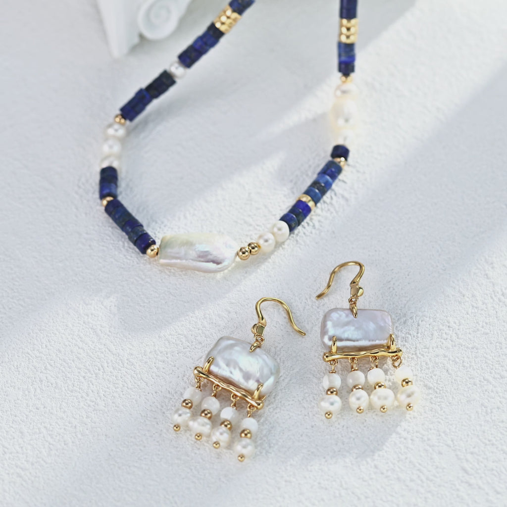 Natural Pearl & Lapis Lazuli Necklace