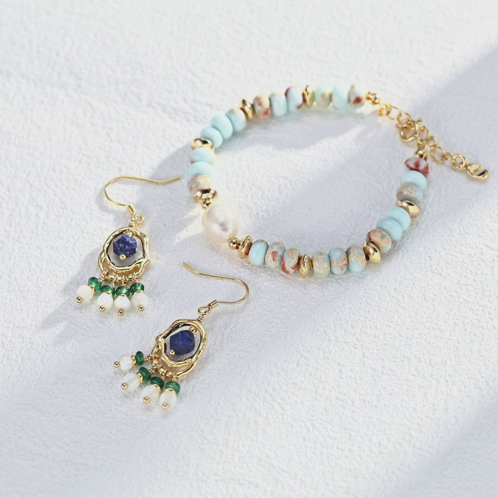 Natural Pearl & Shoushan Stone Necklace