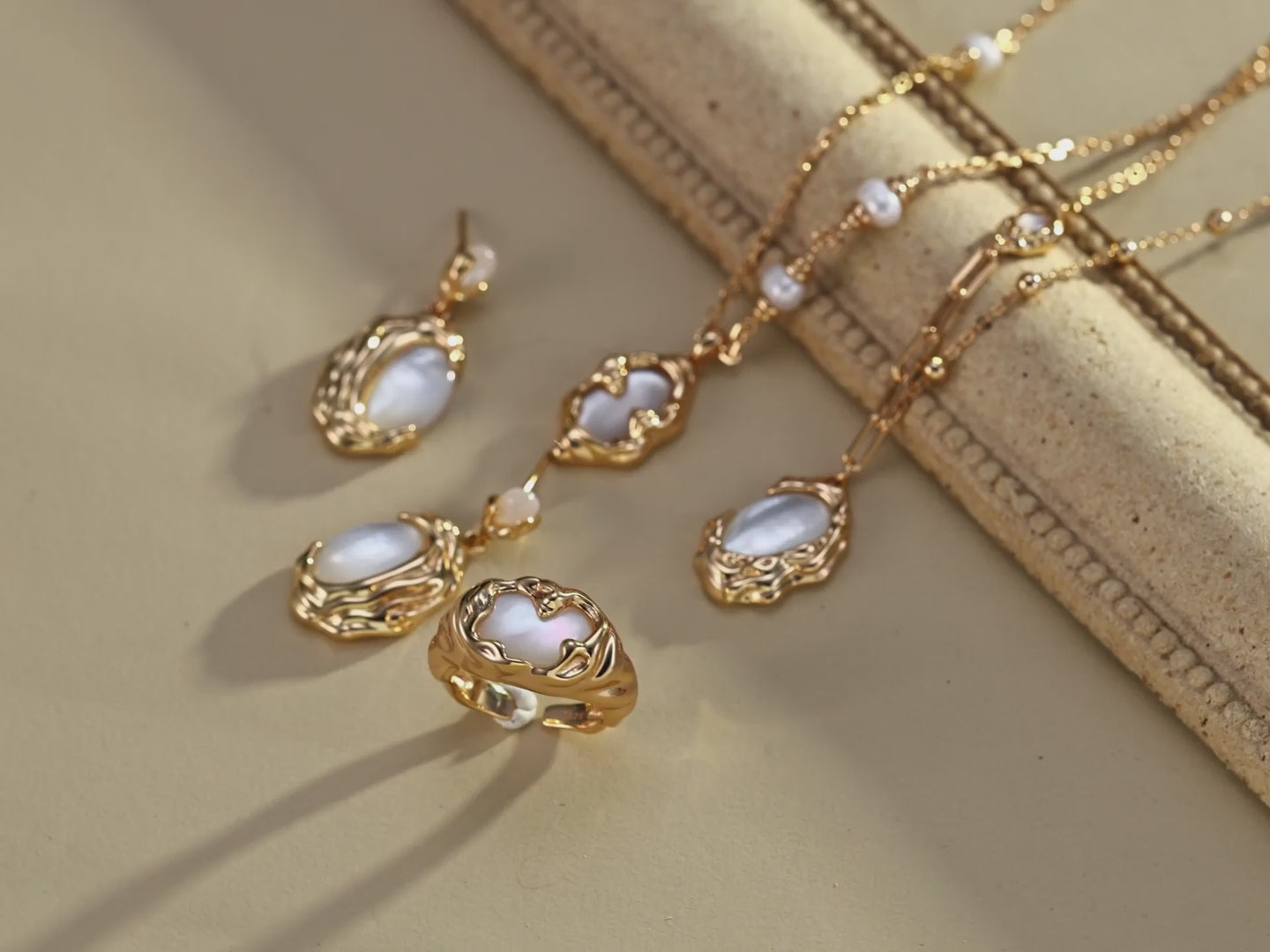 Multiple angles of necklace on model