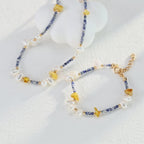 Natural Pearl & Blue Spot Jasper Beeswax 925 Silver Set