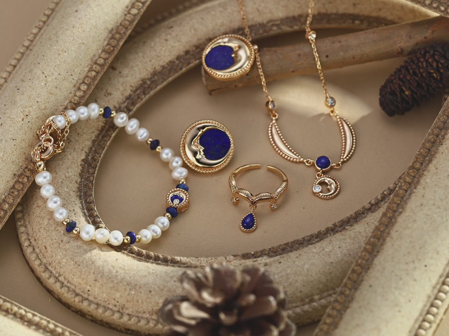 Complete gift set packaging for vintage Lapis Lazuli sterling silver earrings, perfect for celestial elegance lovers.