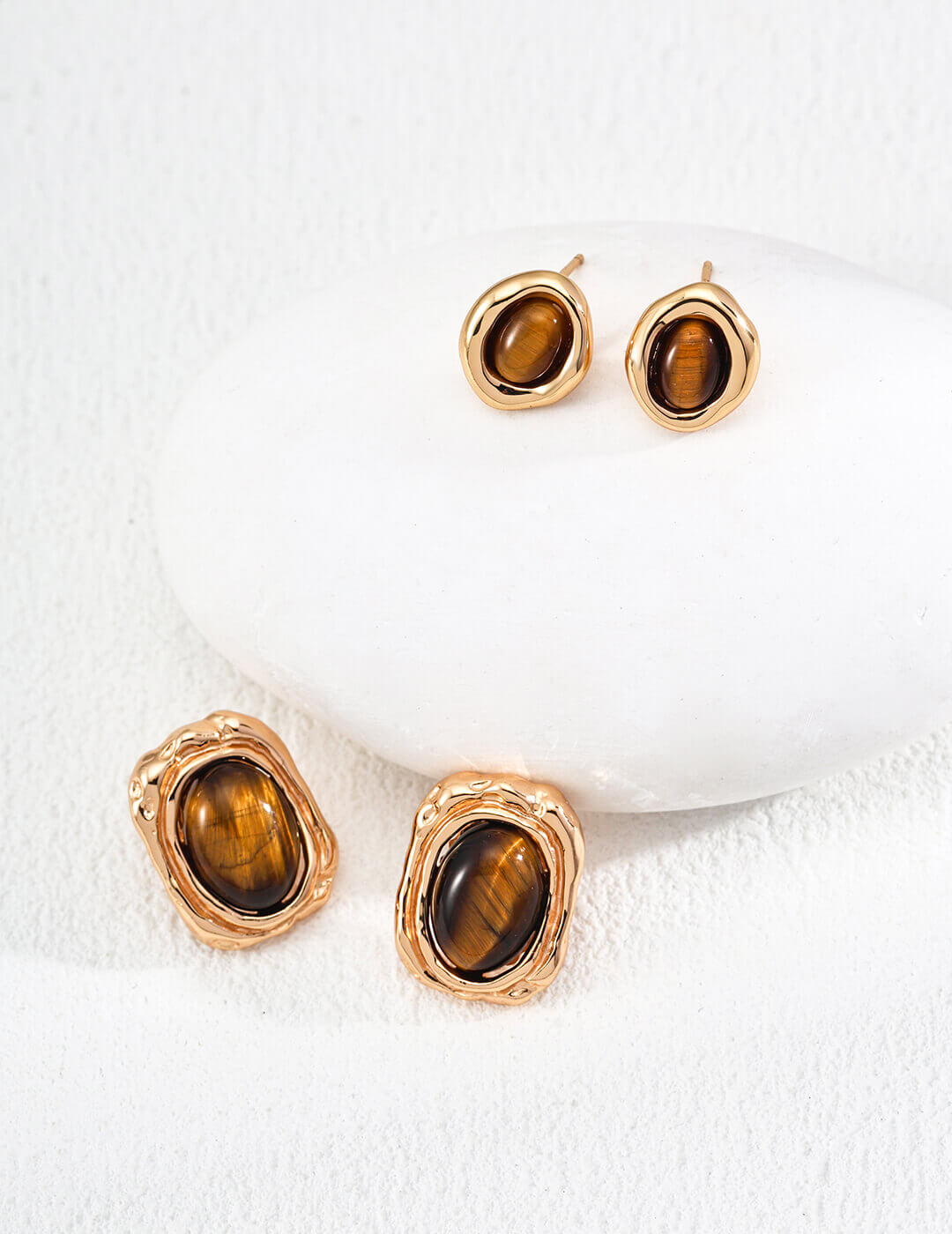 Both Vintage Gold and Silver plating options for the Tiger's Eye studs.