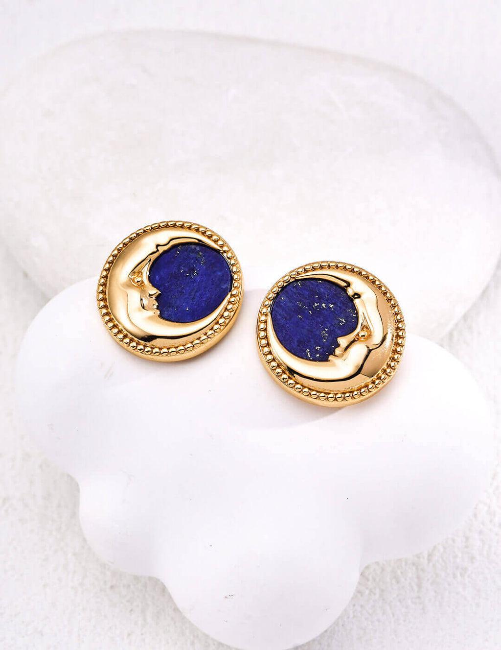 Vintage Lapis Lazuli S925 sterling silver earrings collection, showcasing celestial elegance with a warm vintage gold finish.