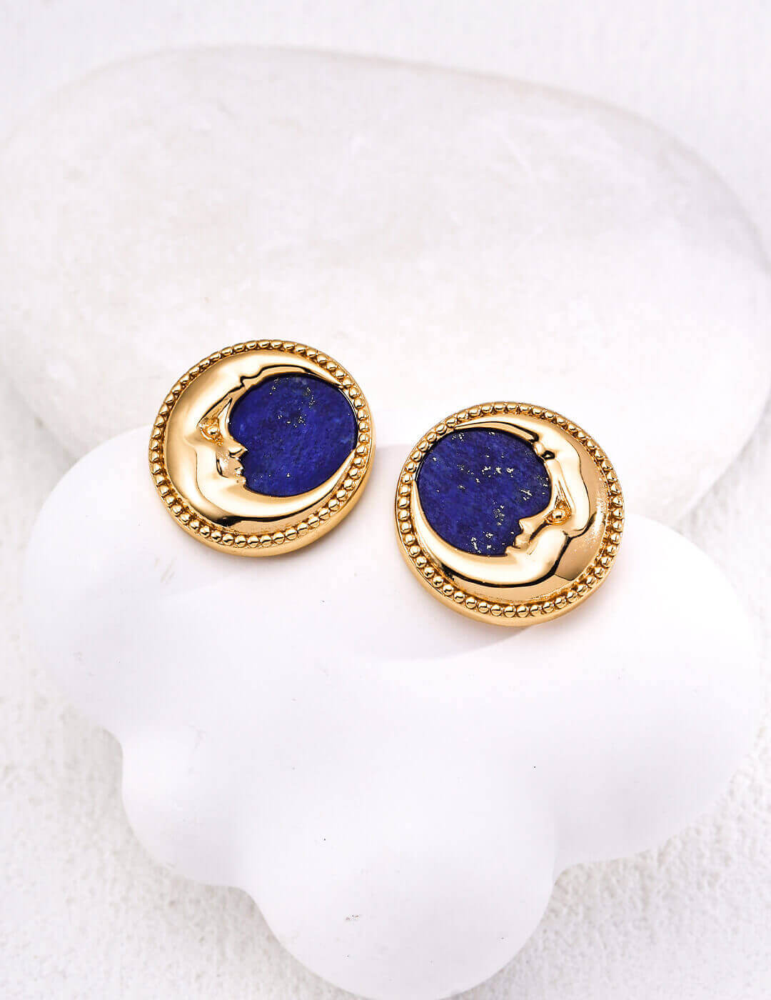 Vintage Lapis Lazuli S925 sterling silver earrings collection, showcasing celestial elegance with a warm vintage gold finish.