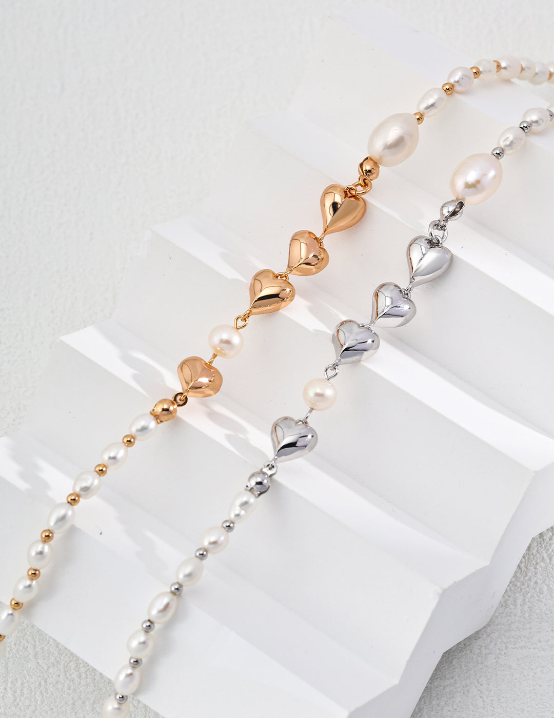 Natural Pearl S925 Silver Heart Necklace