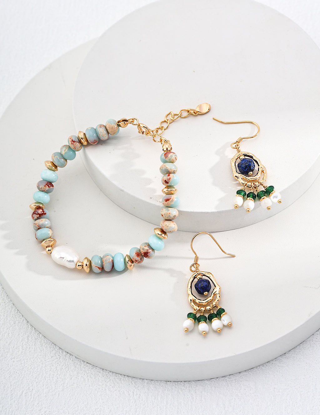 Natural Pearl & Shoushan Stone Necklace