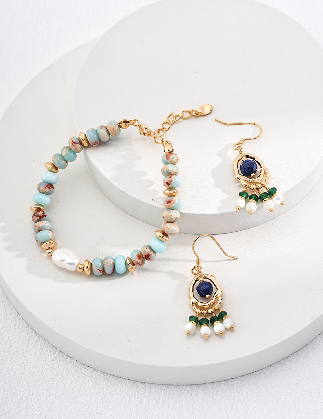 Natural Pearl & Shoushan Stone Necklace