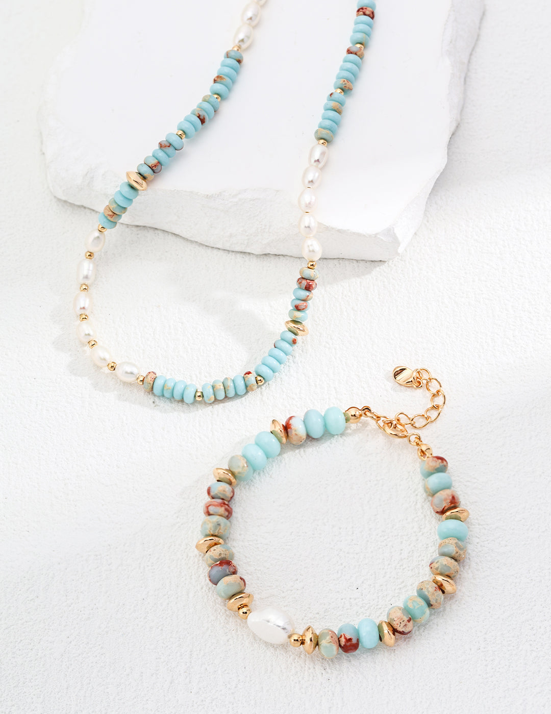 Natural Pearl & Shoushan Stone Necklace