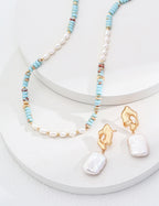 Natural Pearl & Shoushan Stone Necklace