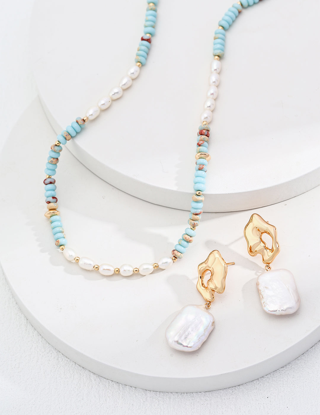 Natural Pearl & Shoushan Stone Necklace