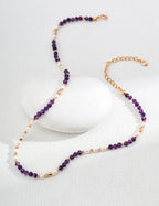 Vintage Natural Pearl & Amethyst S925 Sterling Silver Necklace