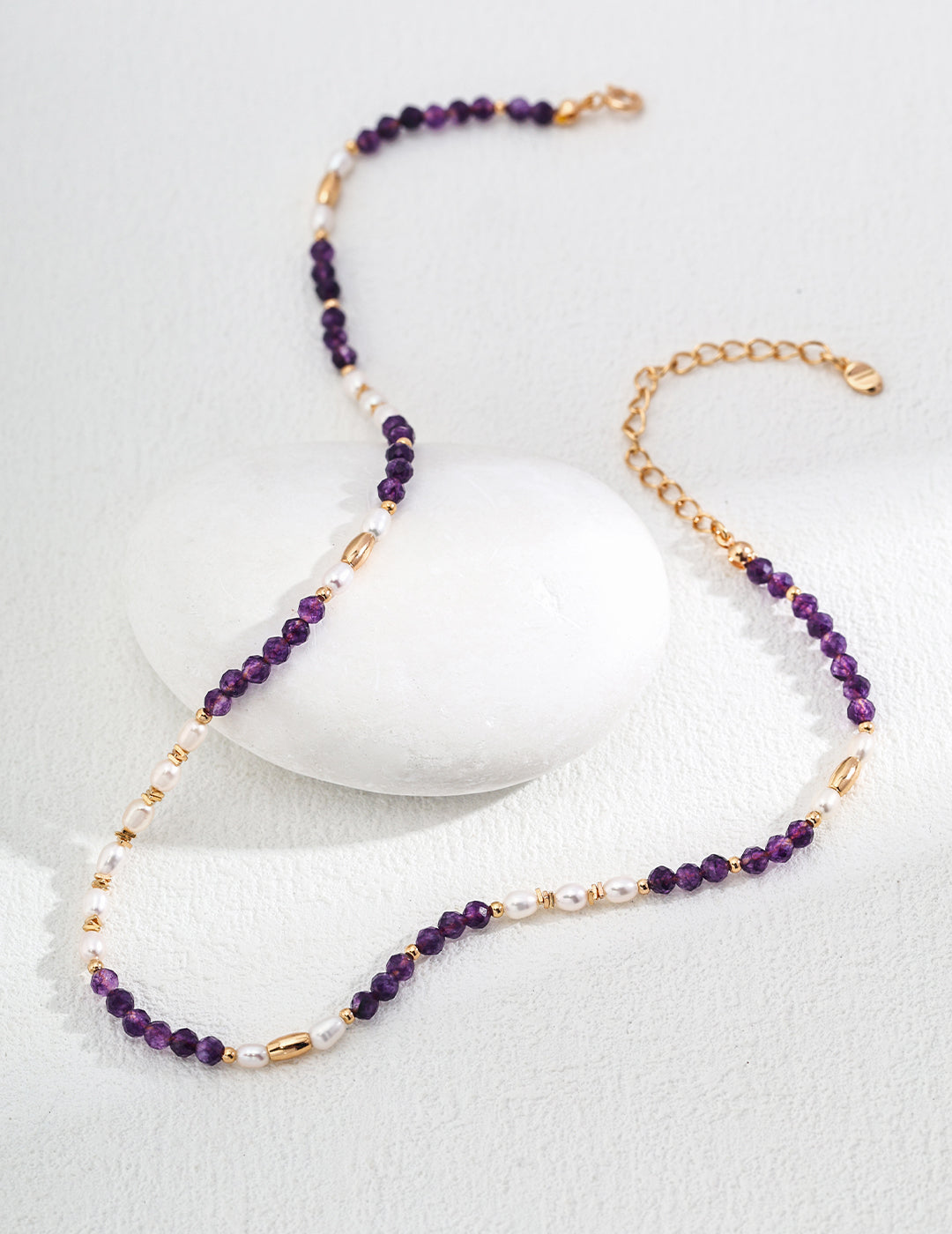 Vintage Natural Pearl & Amethyst S925 Sterling Silver Necklace