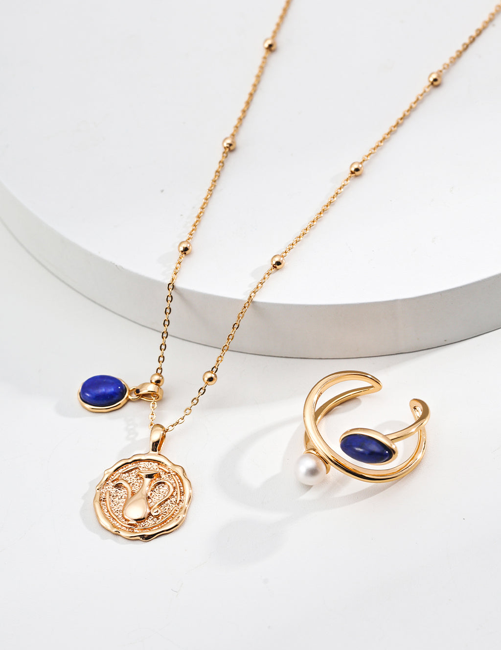 Aquarius Natural Lapis Lazuli Pendant S925 Silver Necklace