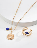 Aquarius Natural Lapis Lazuli Pendant S925 Silver Necklace