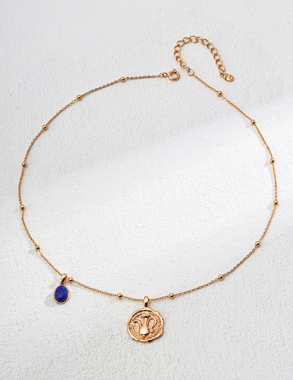 Aquarius Natural Lapis Lazuli Pendant S925 Silver Necklace