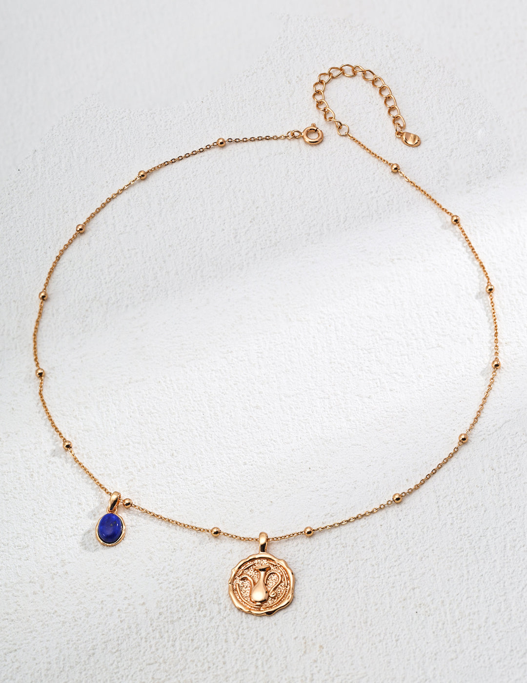 Aquarius Natural Lapis Lazuli Pendant S925 Silver Necklace