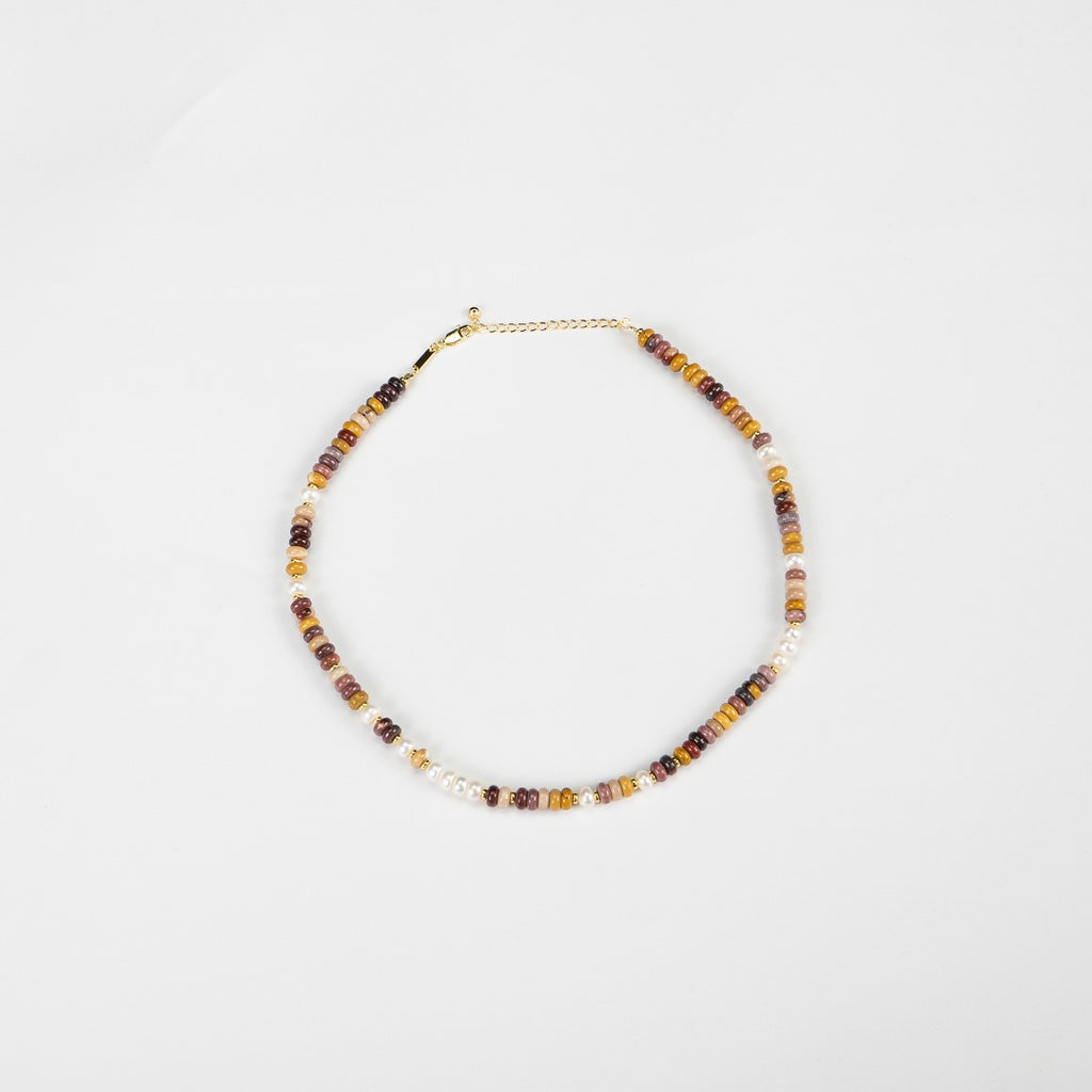 Natural Egg Opal and Pearl Beaded Necklace