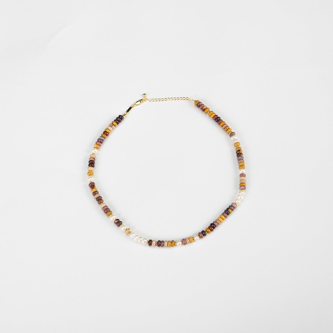 Natural Egg Opal and Pearl Beaded Necklace
