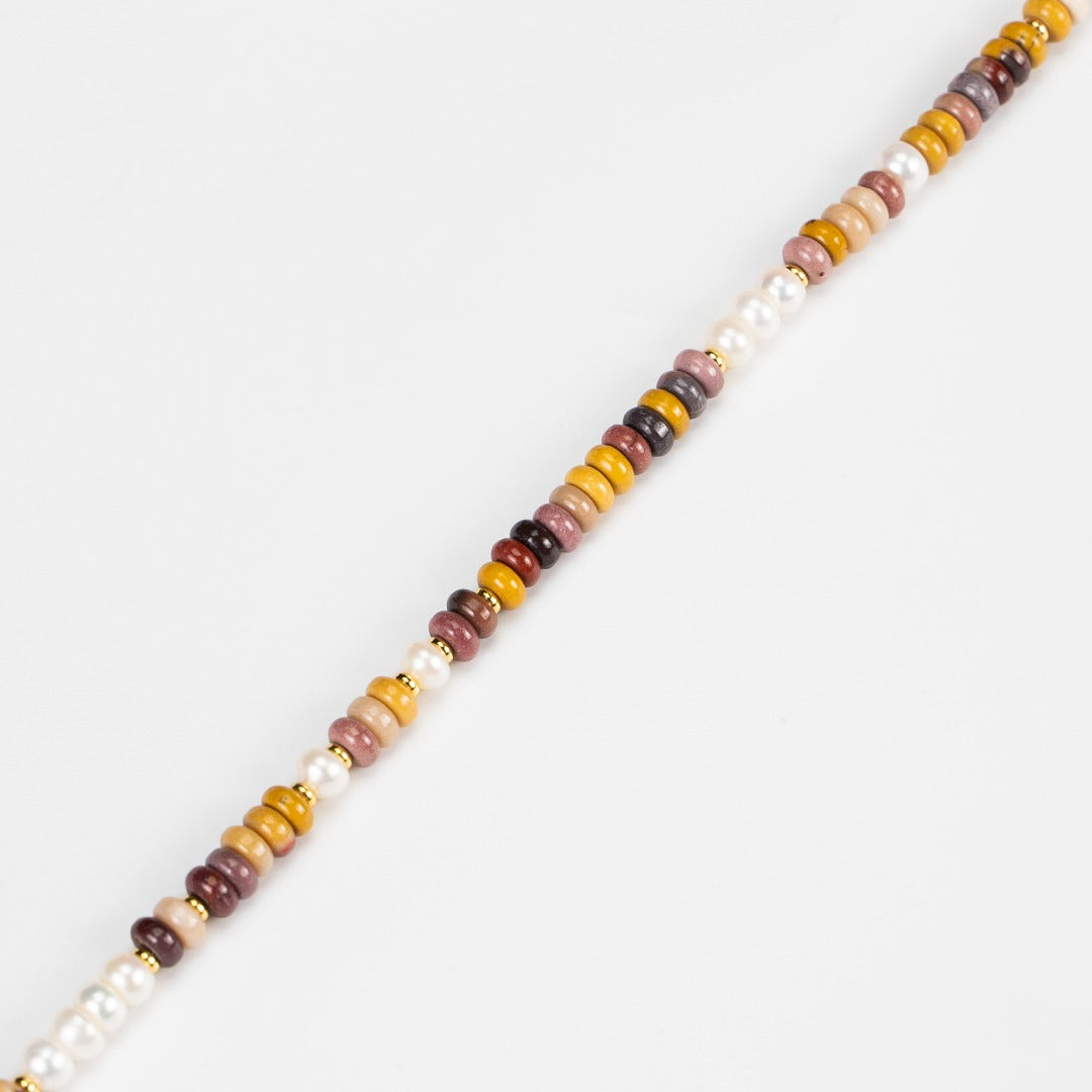 Natural Egg Opal and Pearl Beaded Necklace