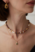 Natural Egg Opal and Pearl Beaded Necklace